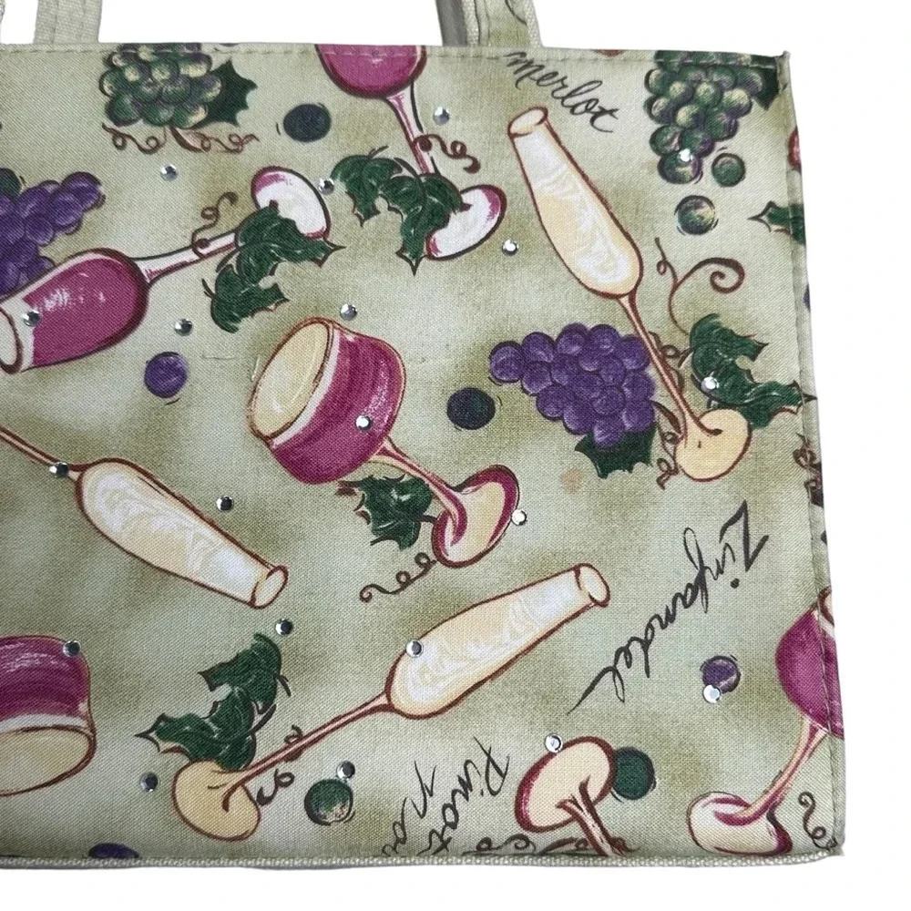 Y2K Wine Purse Shoulder Bag Green Embellished Rhinestone Mob Wife Tuscan Italy